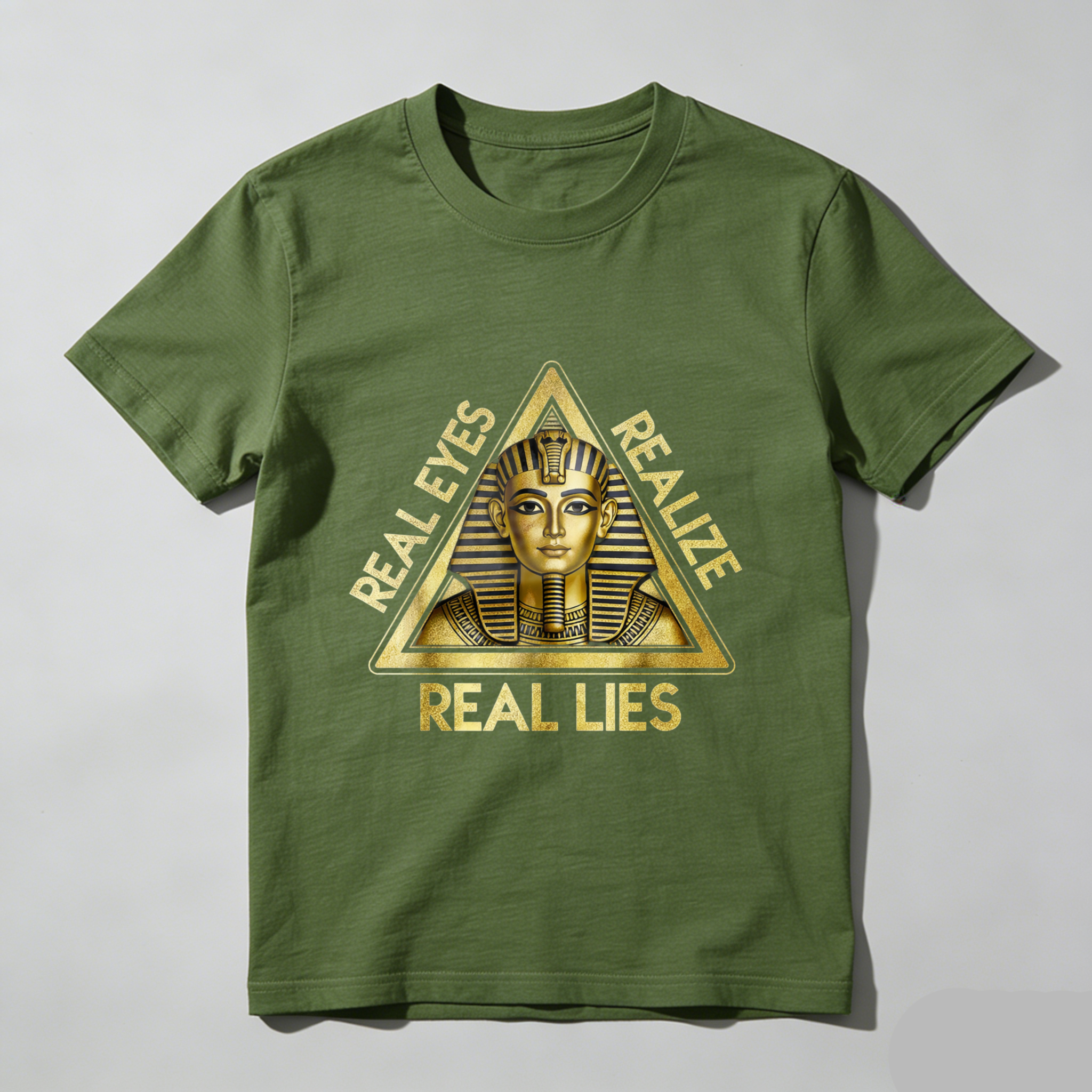 TEECURENT  Real Eyes Realize Real Lies Pyramid Sphinx Design TEECURENT