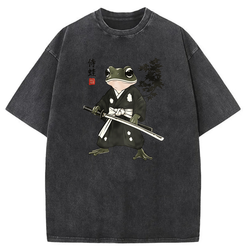 Frog Samurai With Sword And Bamboo tshirt 100% cotton