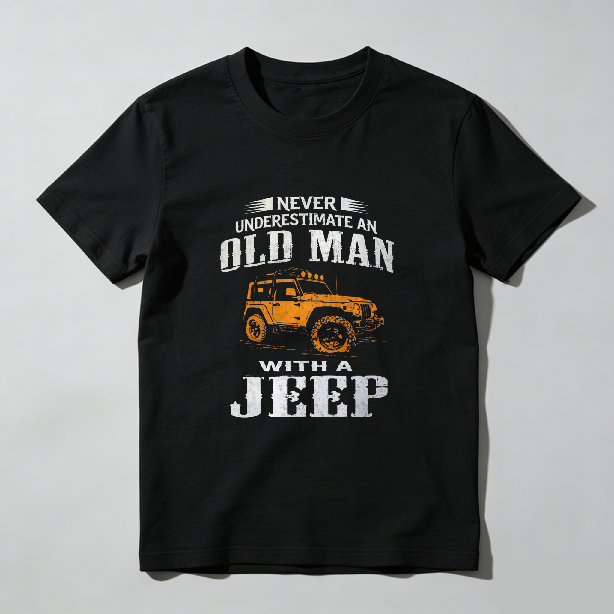 Never Underestimate An Old Man With A Jeep T-Shirt For Men Outdoor Adventure Vehicle Lover Gift Shirt