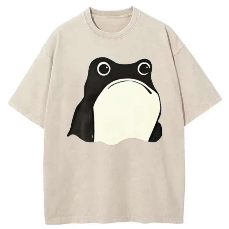 Frog Face Print On Dark Shirt tshirt 100% cotton