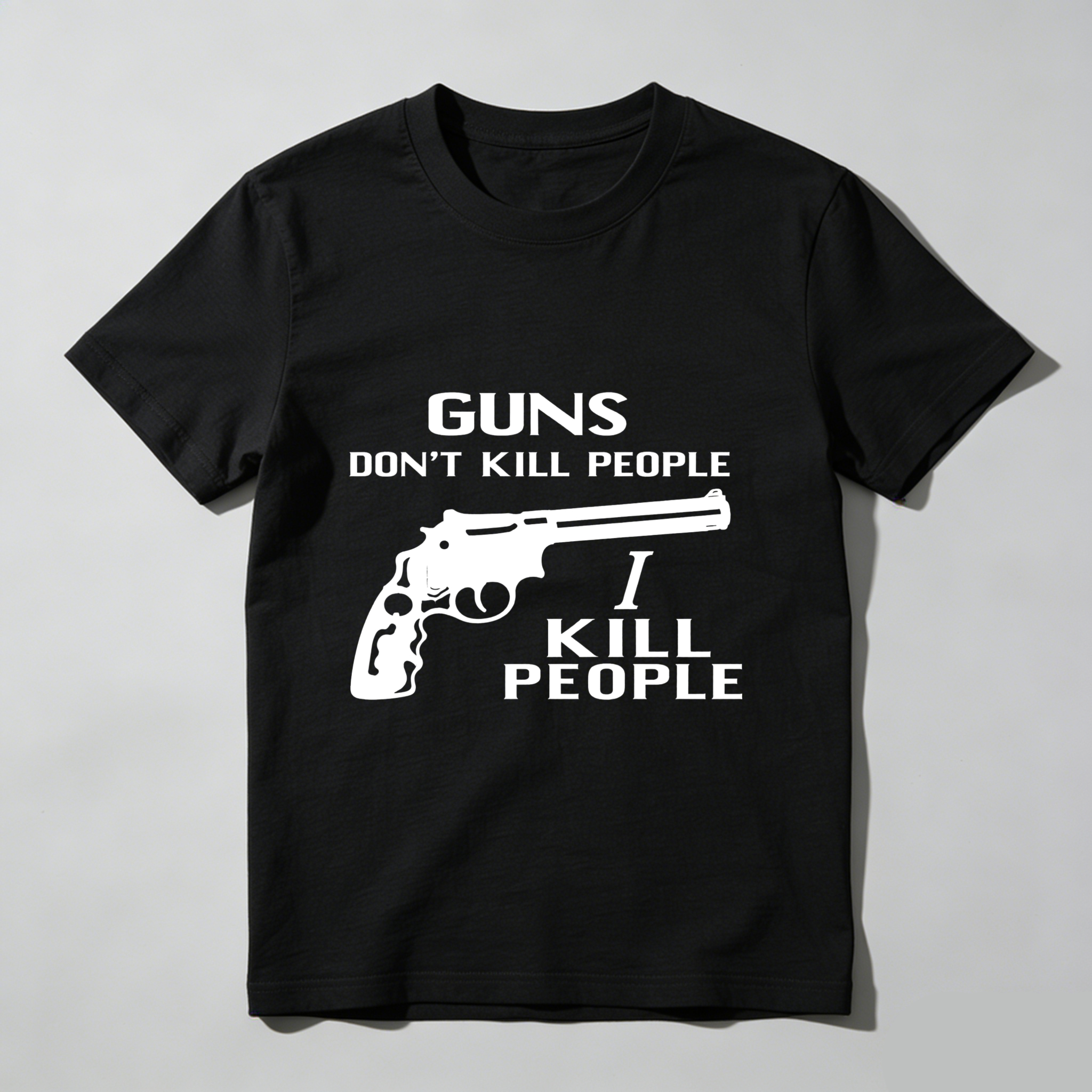 TEECURENT Guns Dont Kill People I Kill People T Shirt With Pistol Graphic Black Cotton Tee Men Women Unisex Apparel