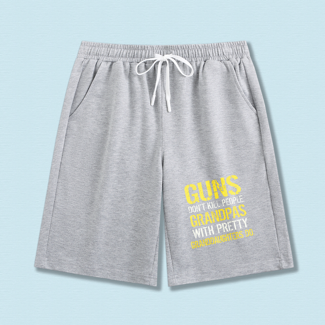 TEECURENT Guns Dont Kill People Grandpas With Pretty Granddaughters Do Sweat Shorts Men Women Casual Sport Shorts Funny Gift For Grandpa