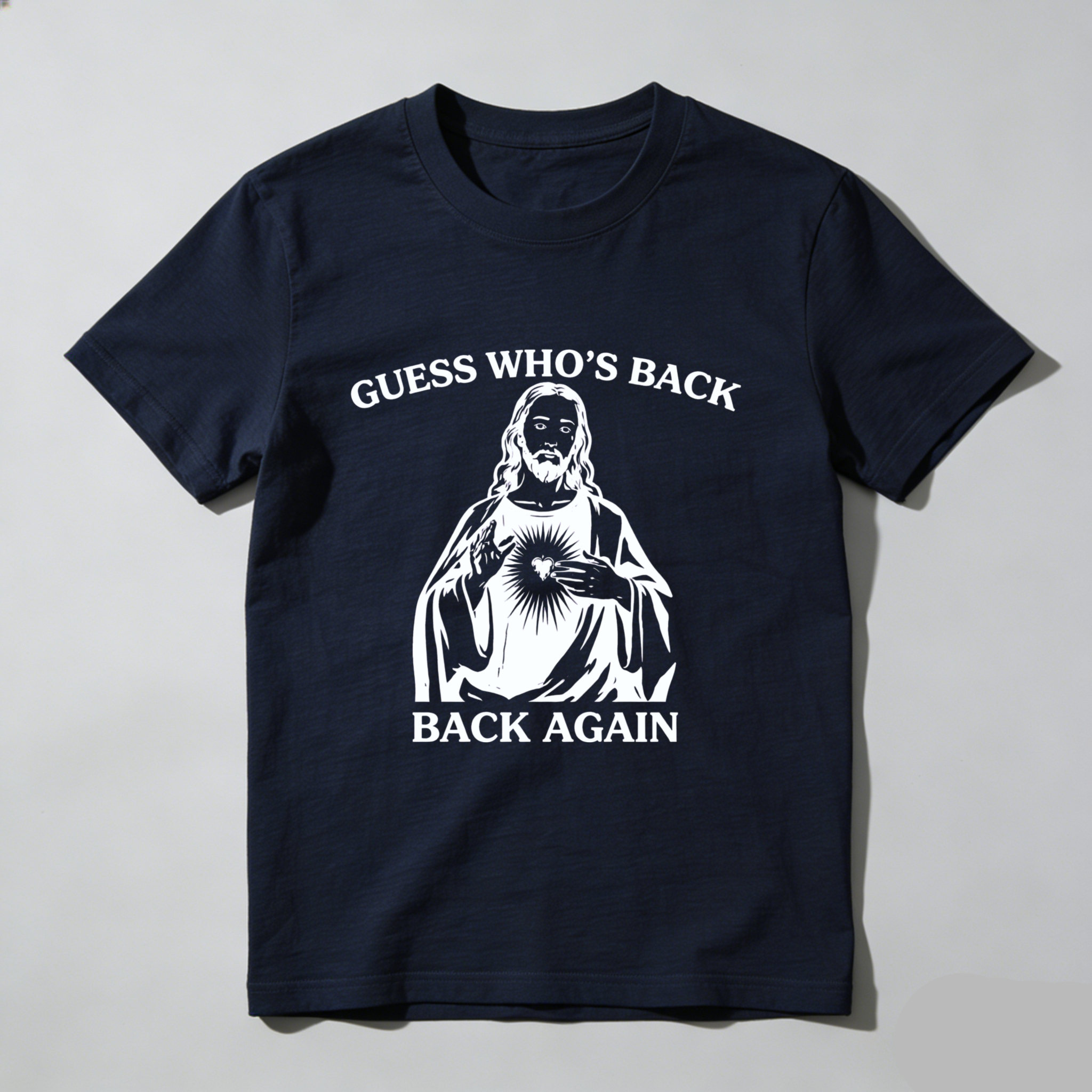 TEECURENT Guess Whos Back Jesus Christ Back Again T Shirt Religious Christian Faith Humor Gift WOMEN