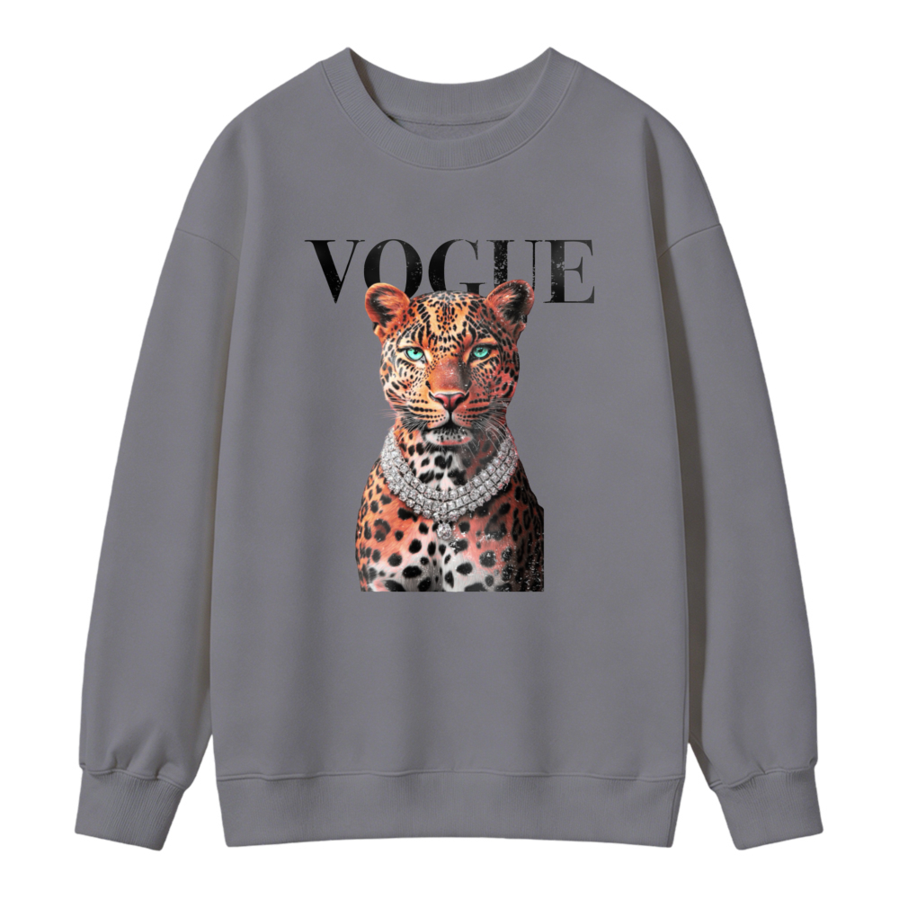 Leopard With Diamond Necklace Graphic Sweatshirt
