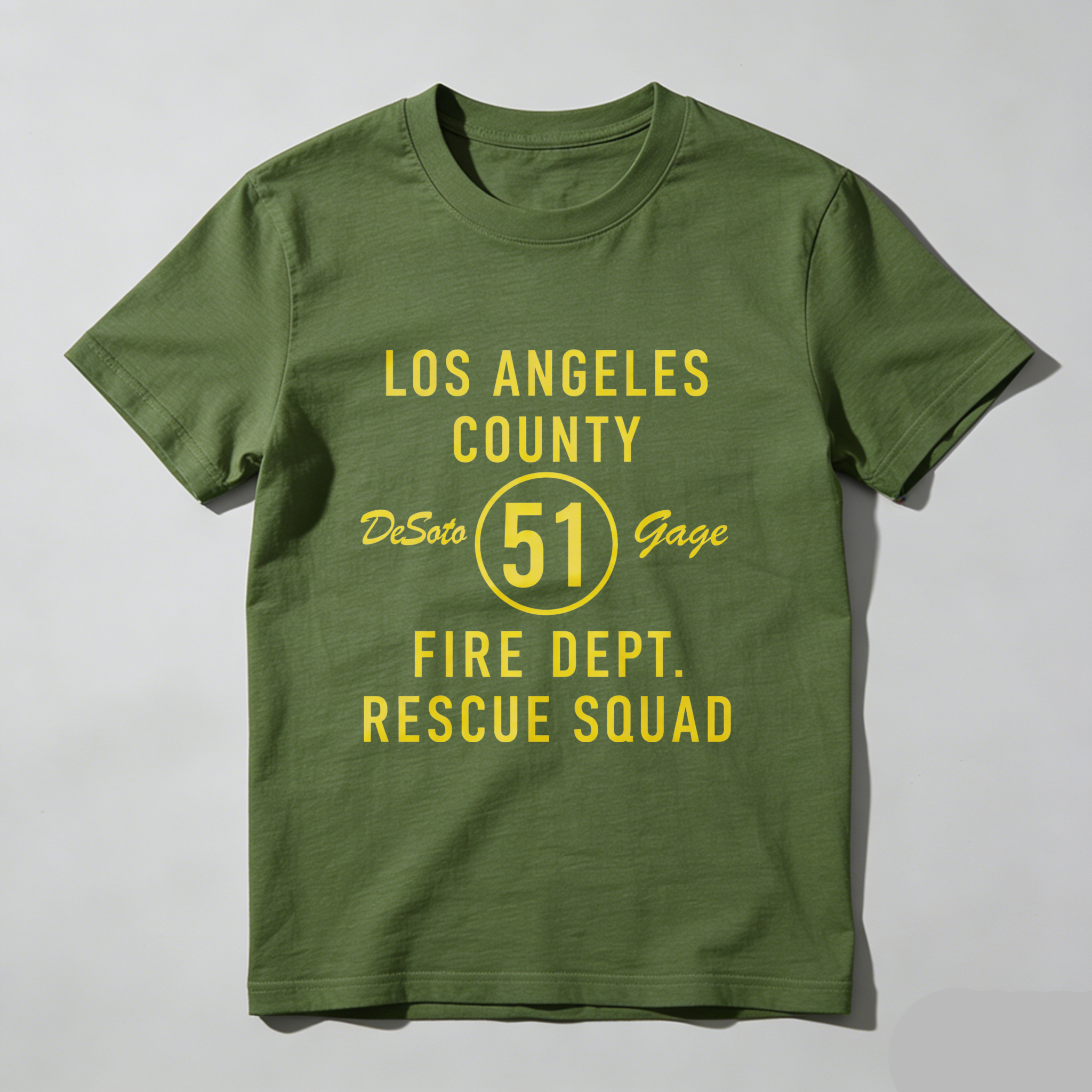 TEECURENT Los Angeles County Fire Department Rescue Squad 51 De Soto Gage T Shirt