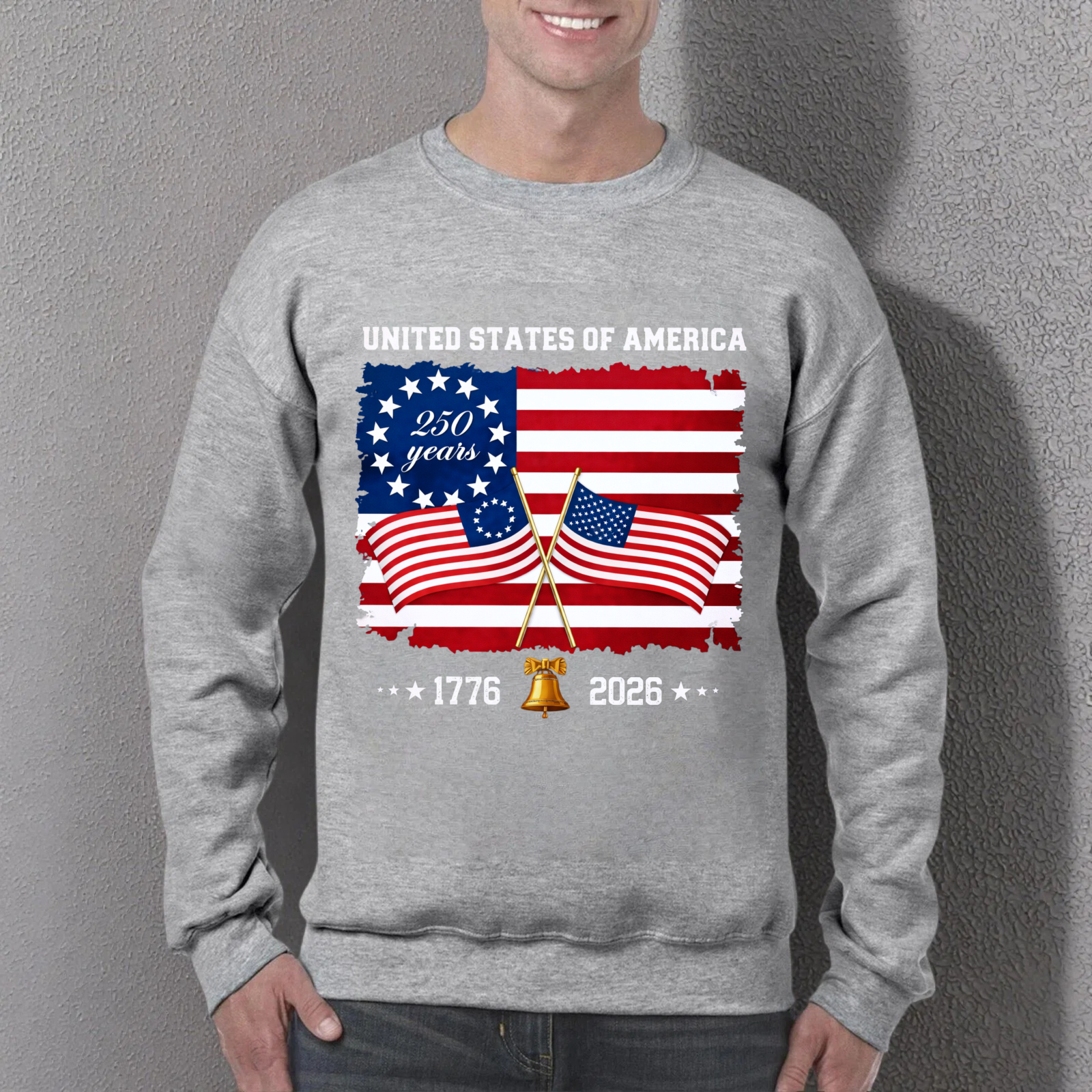 United States Of America 250 Years 1776 2026 Independence Day Flag Sweatshirt