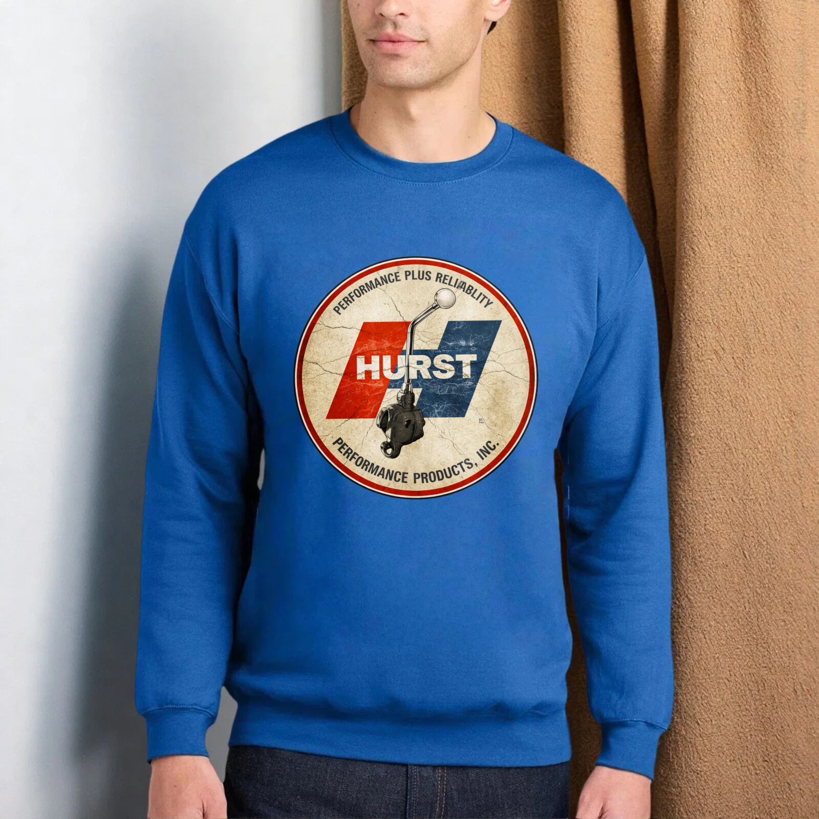 TEECURENT Hurst Performance Plus Reliability Sweatshirt With Vintage Logo Design For Automotive Enthusiasts