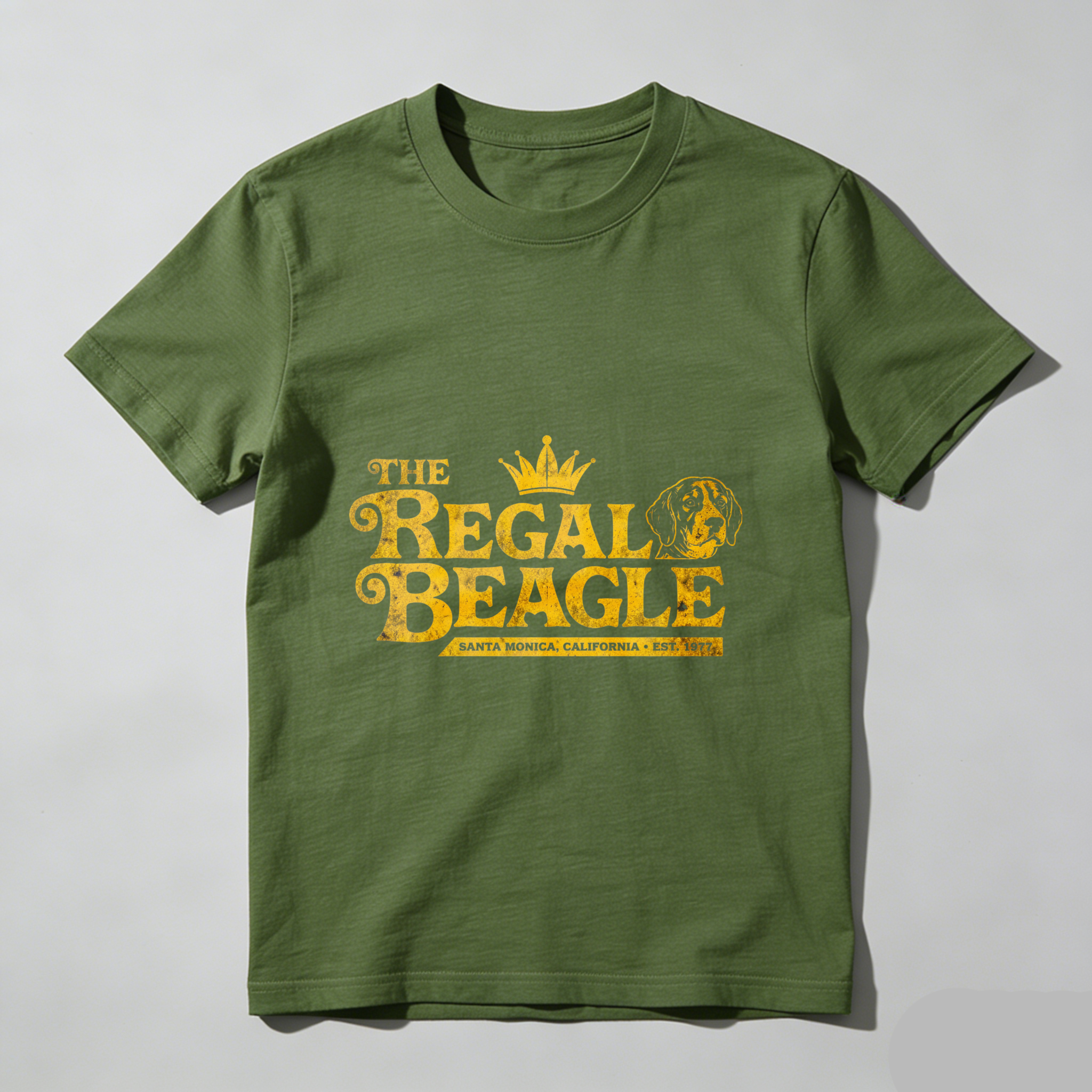 TEECURENT The Regal Beagle T-Shirt Santa Monica California Established 1977 Dog Lover Gift Golden Crown Design Black Men Women Unisex Apparel