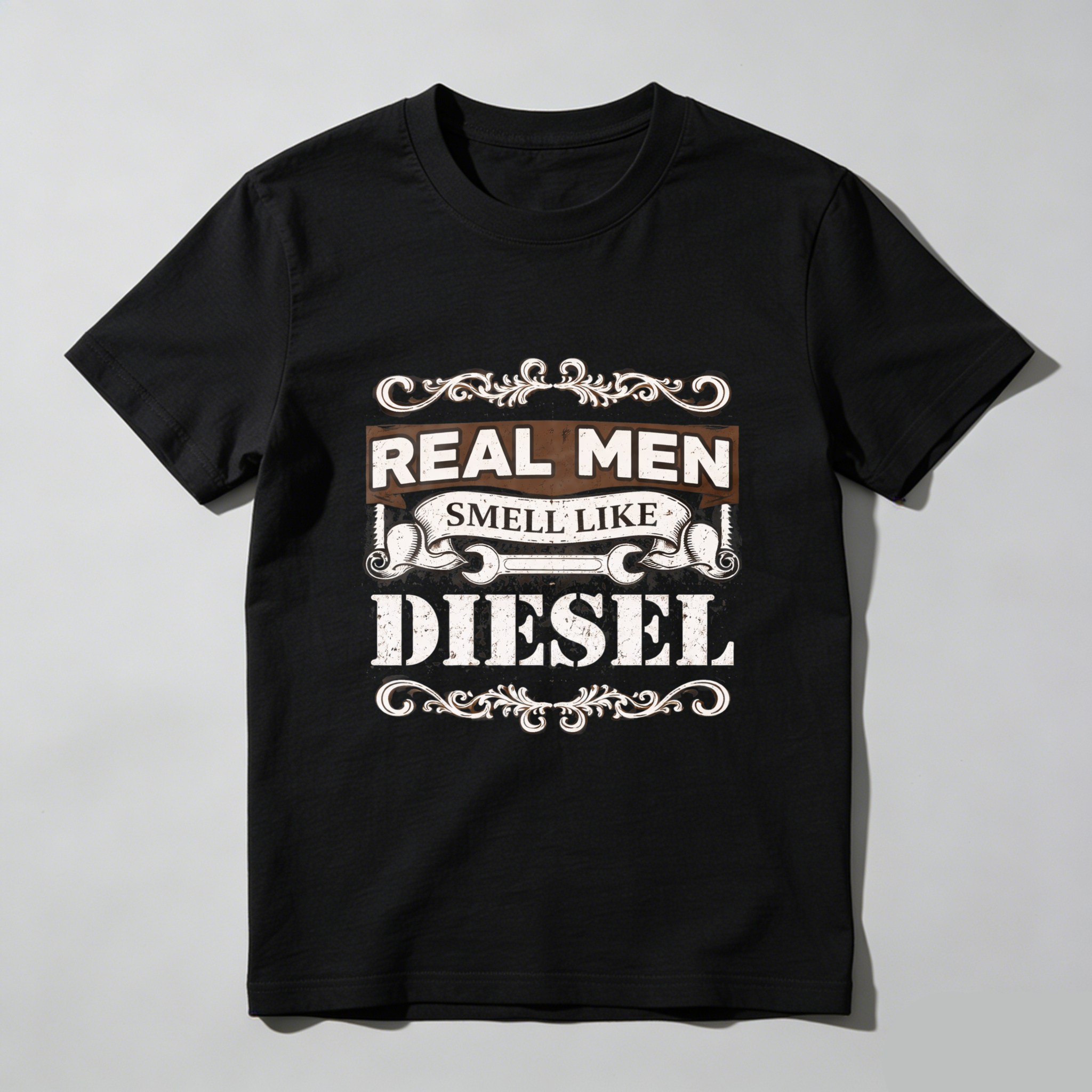 Real Men Smell Like Diesel T-Shirt For Men Mechanical Workwear Gift For Truck Drivers And Mechanics