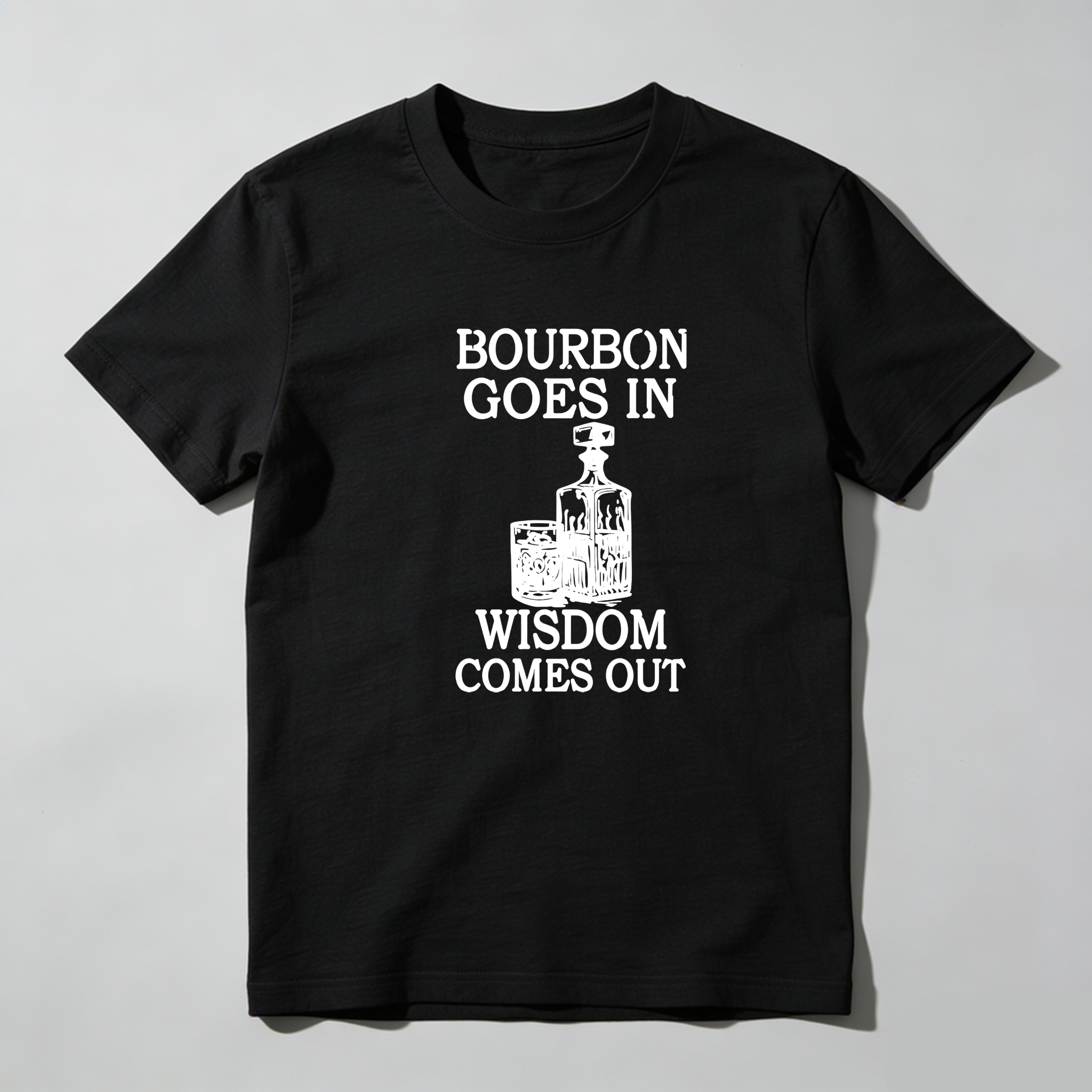 TEECURENT Bourbon Goes In Wisdom Comes Out Pure Cotton Short Sleeve T Shirt-TeeCurent