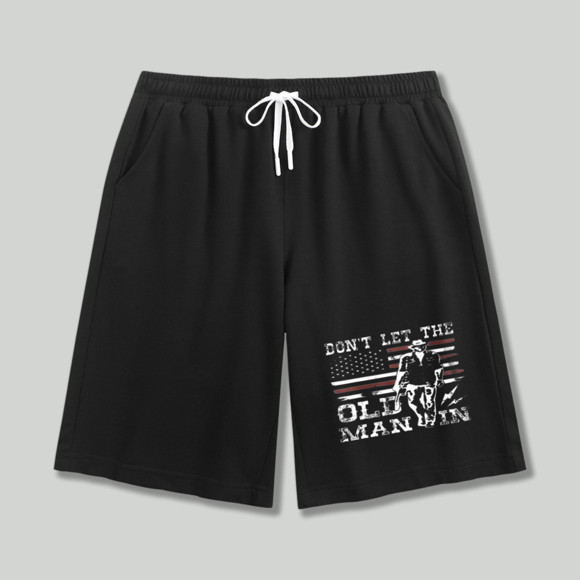 Dont Let The Old Man In American Flag Cowboy Graphic Shorts