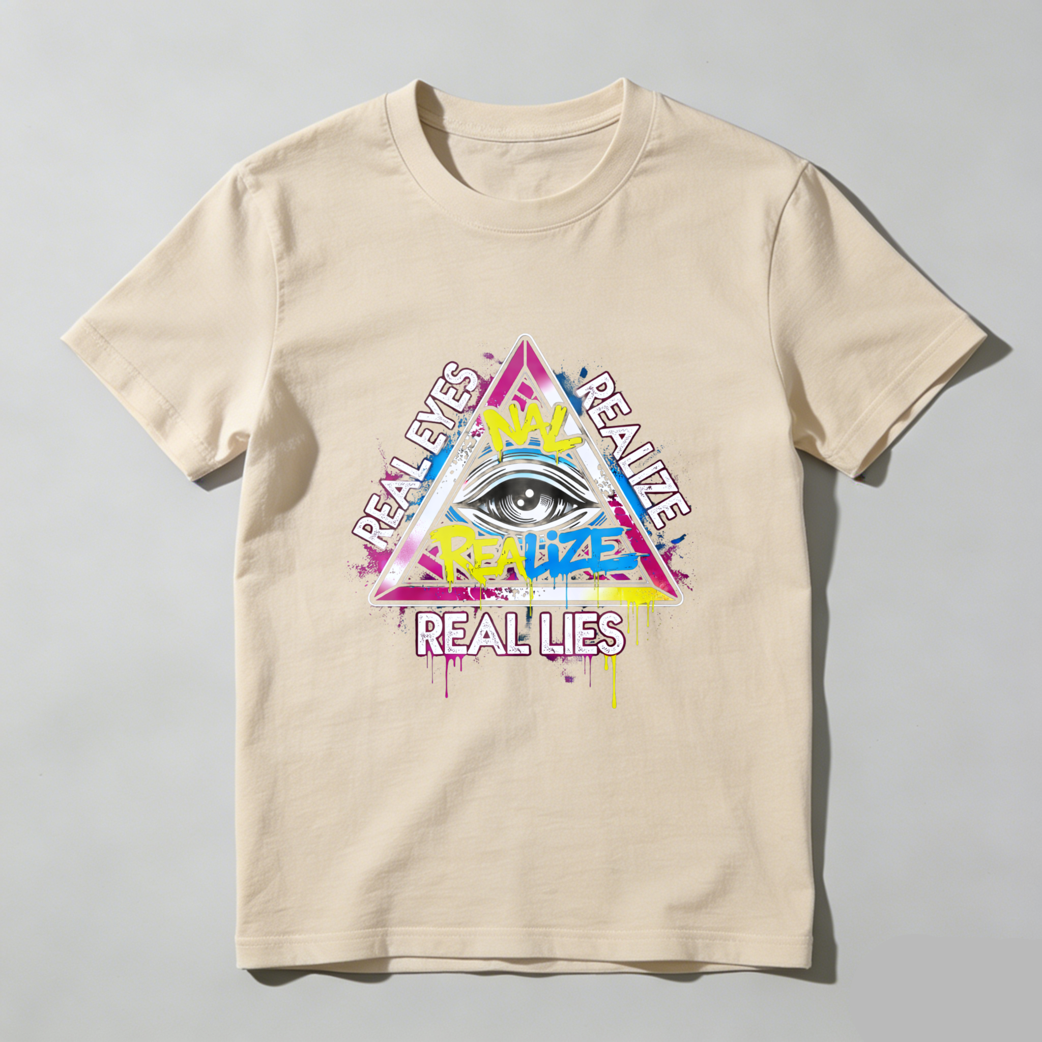TEECURENT  Real Eyes Realize Real Lies Eye Pyramid Design TEECURENT
