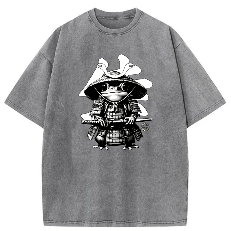 Samurai Frog With Hat And Sword tshirt 100% cotton