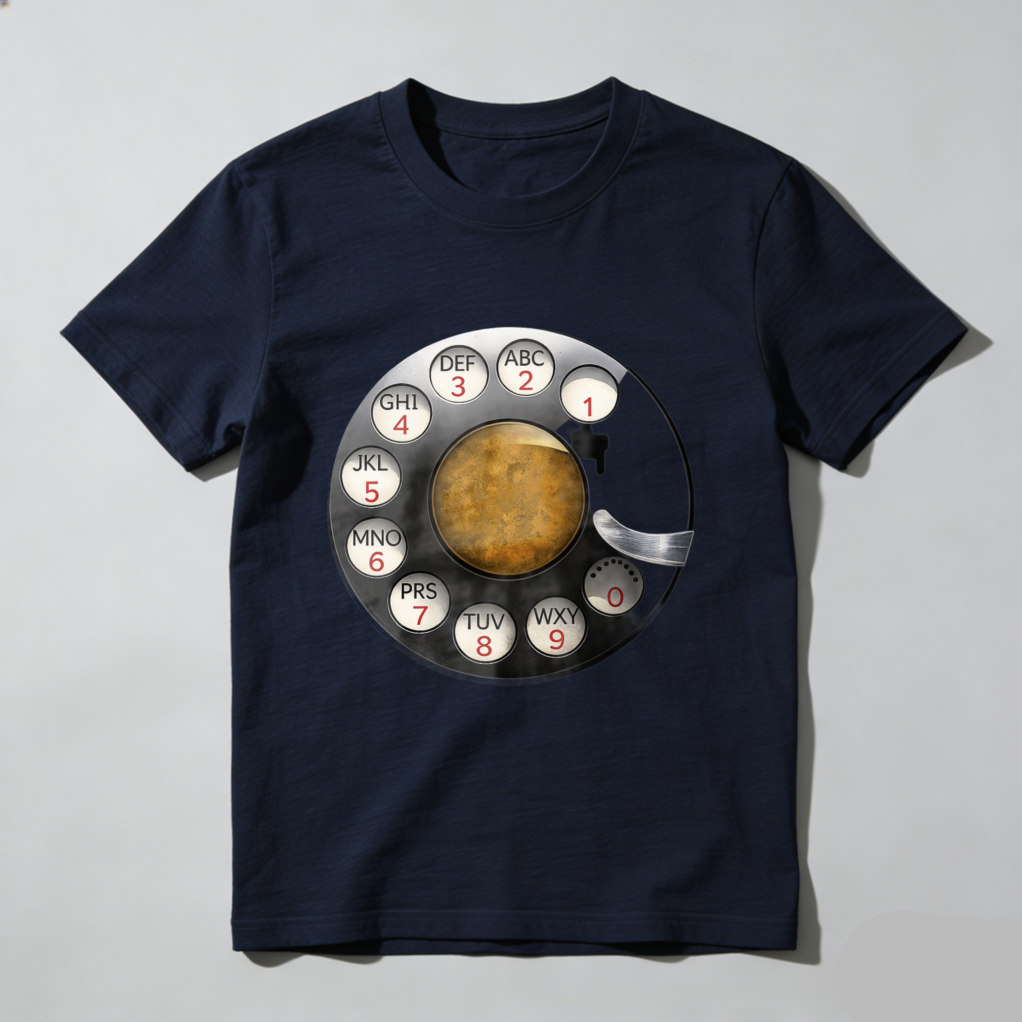 Retro Rotary Phone Dial Design Black T-Shirt Made In Usa