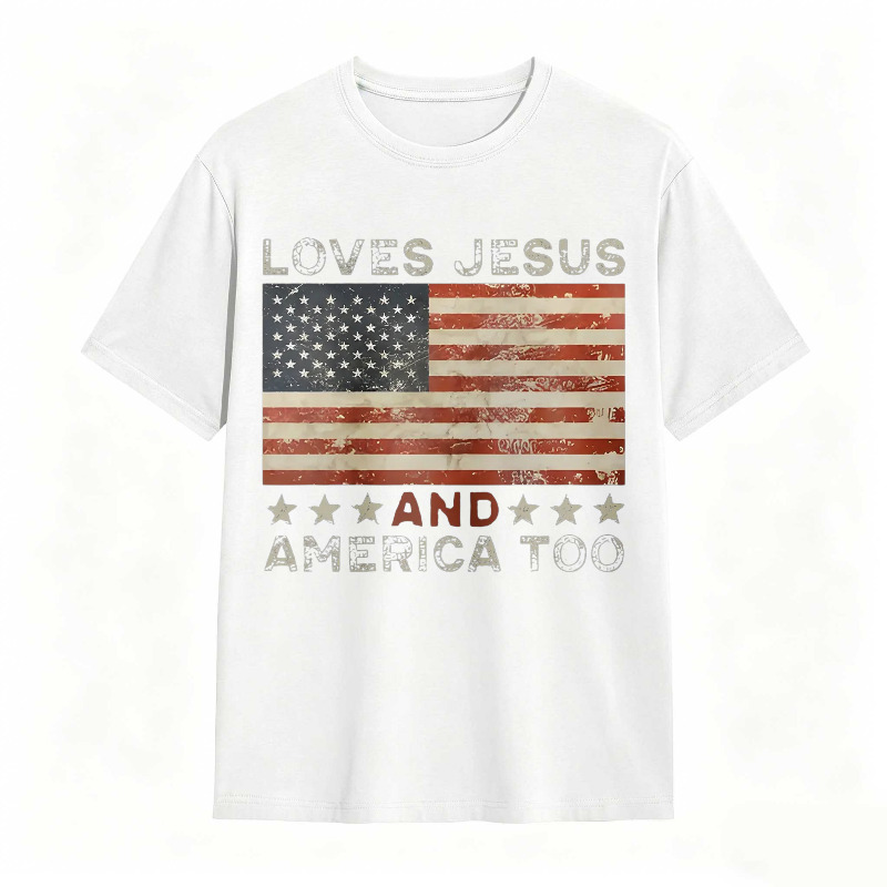 American Flag Print Graphic Tee