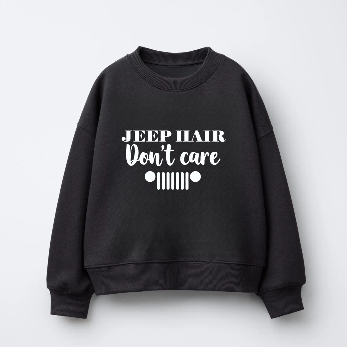 TEECURENT Jeep Hair Dont Care Sweatshirt Unisex Crewneck Pullover Long Sleeve Casual Graphic Shirt For Men Women Outdoor Adventure Fashion Top