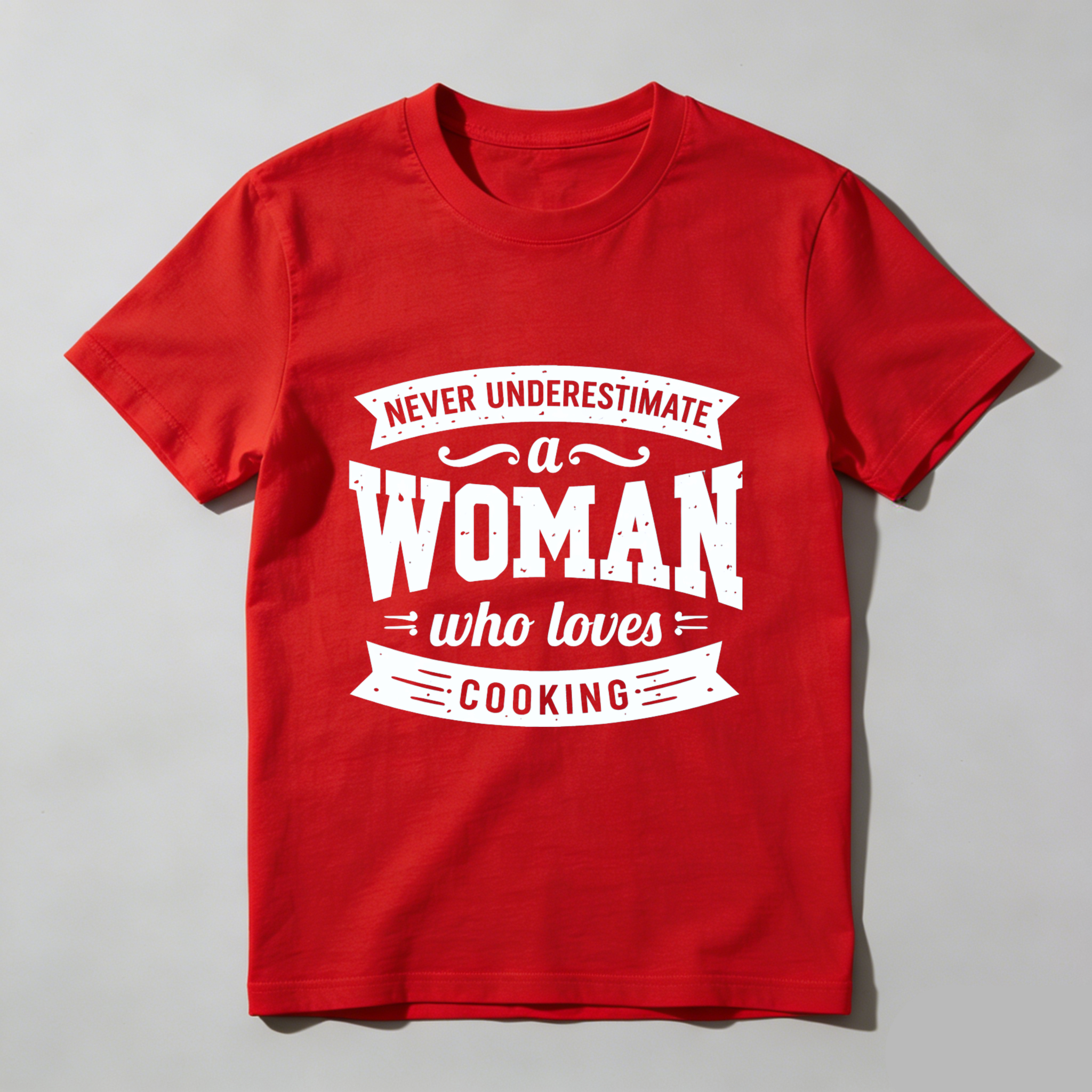TEECURENT Never Underestimate A Woman Who Loves Cooking T Shirt For Women Chef Gift Cooking Lover Apparel Black Tee WOMEN
