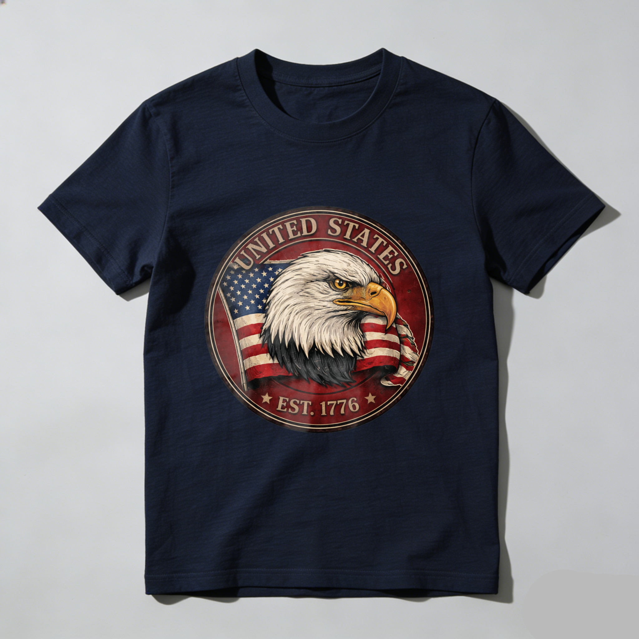 United States Eagle American Flag Patriotic T-Shirt Est 1776 Black Men's Classic Fit Shirt
