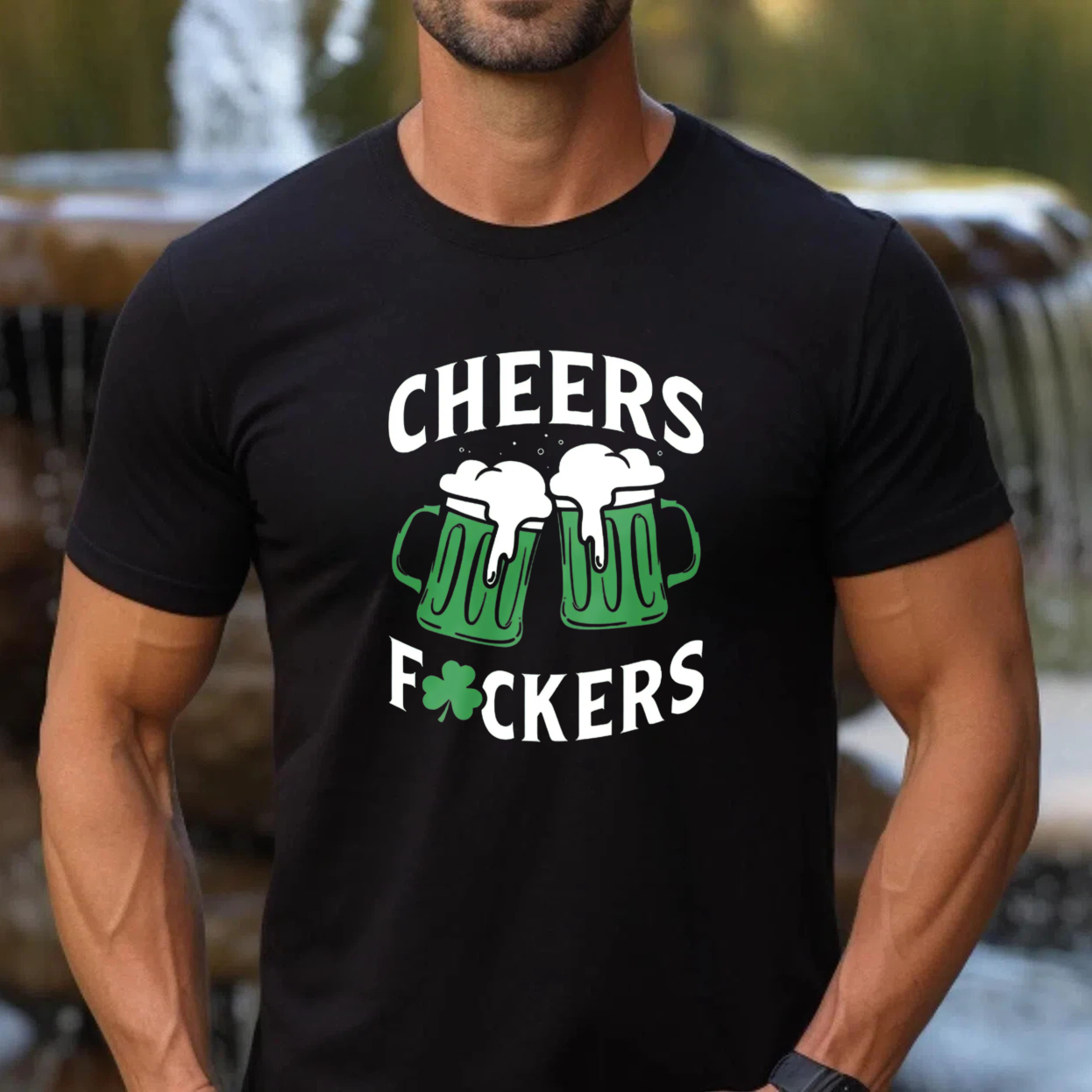 TEECURENT Cheers Beer Mugs Clover Fockers tshirt 100% cotton