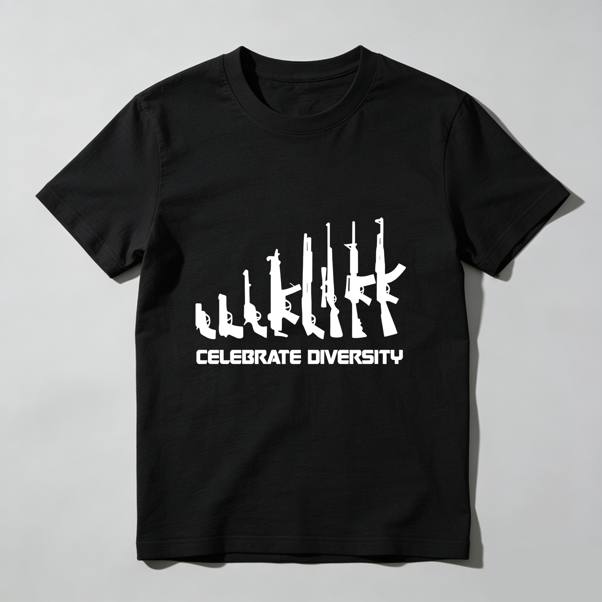 TEECURENT Celebrate Diversity Gun Silhouettes Pure Cotton Short Sleeve T Shirt-TeeCurent