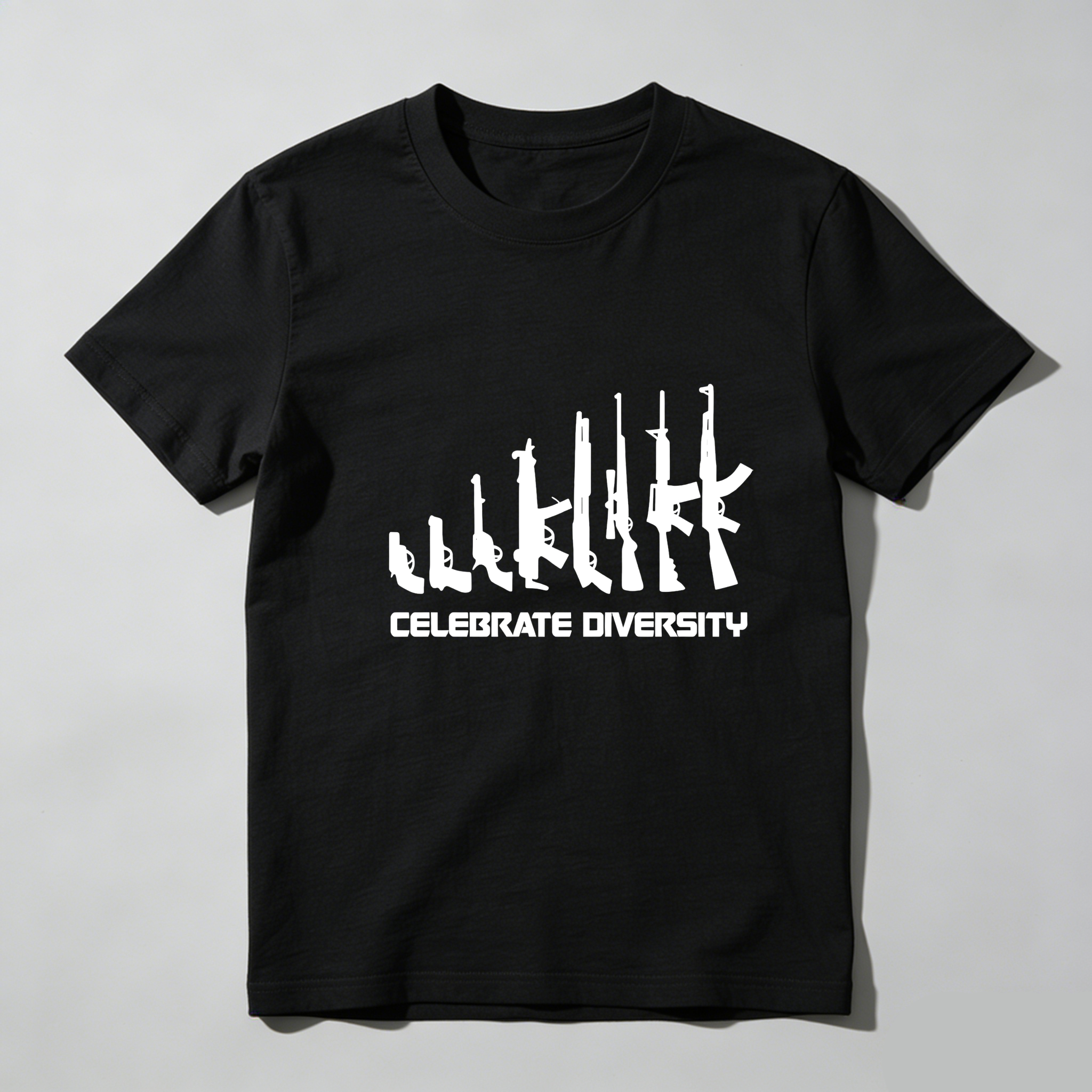 TEECURENT Celebrate Diversity Gun Silhouettes Pure Cotton Short Sleeve T Shirt-TeeCurent