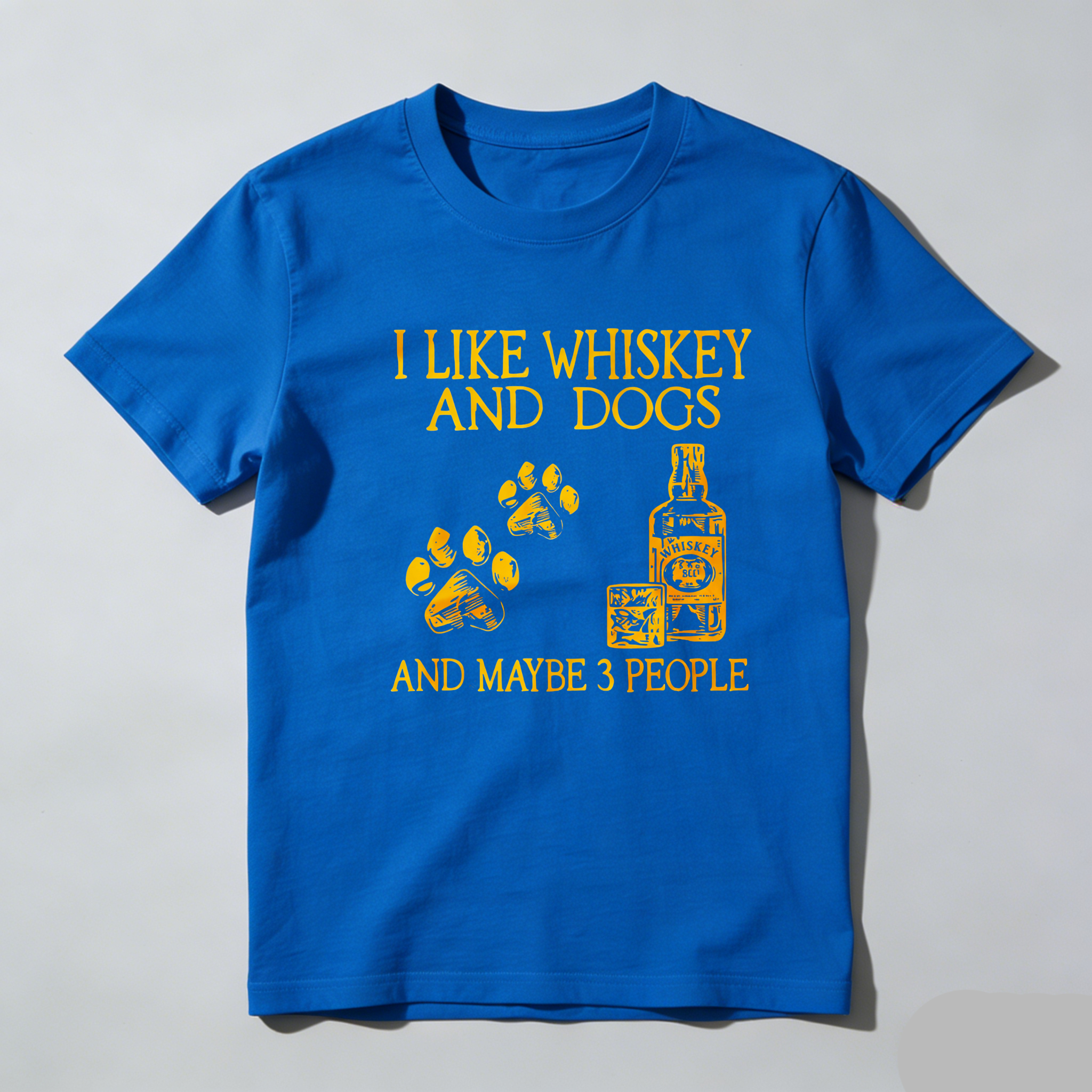TEECURENT I Like Whiskey And Dogs And Maybe 3 People Pure Cotton Short Sleeve T Shirt-TeeCurent