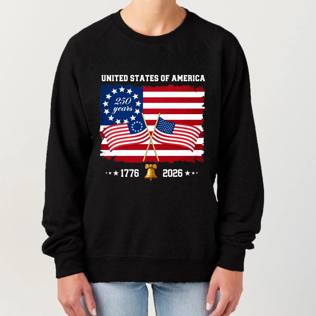 United States Of America 250 Years 1776 2026 Independence Day Flag Sweatshirt