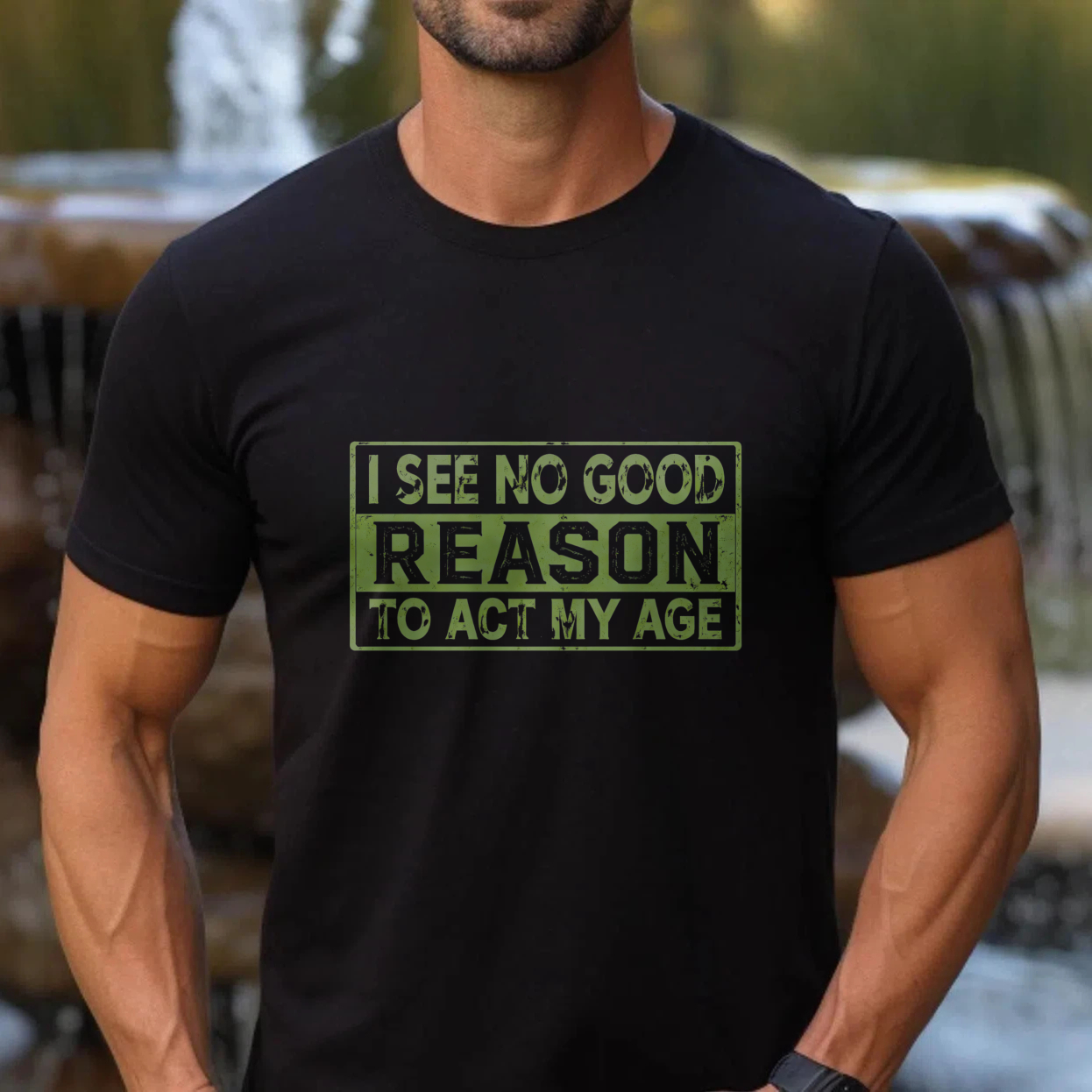 TEECURENT I See No Good Reason To Act My Age T Shirt Men Women Funny Humorous Statement Graphic Tee Black Casual Wear