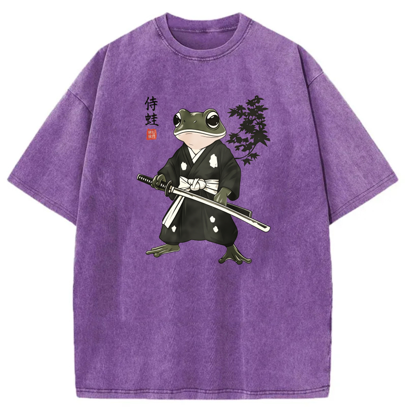 Frog Samurai With Sword And Bamboo tshirt 100% cotton
