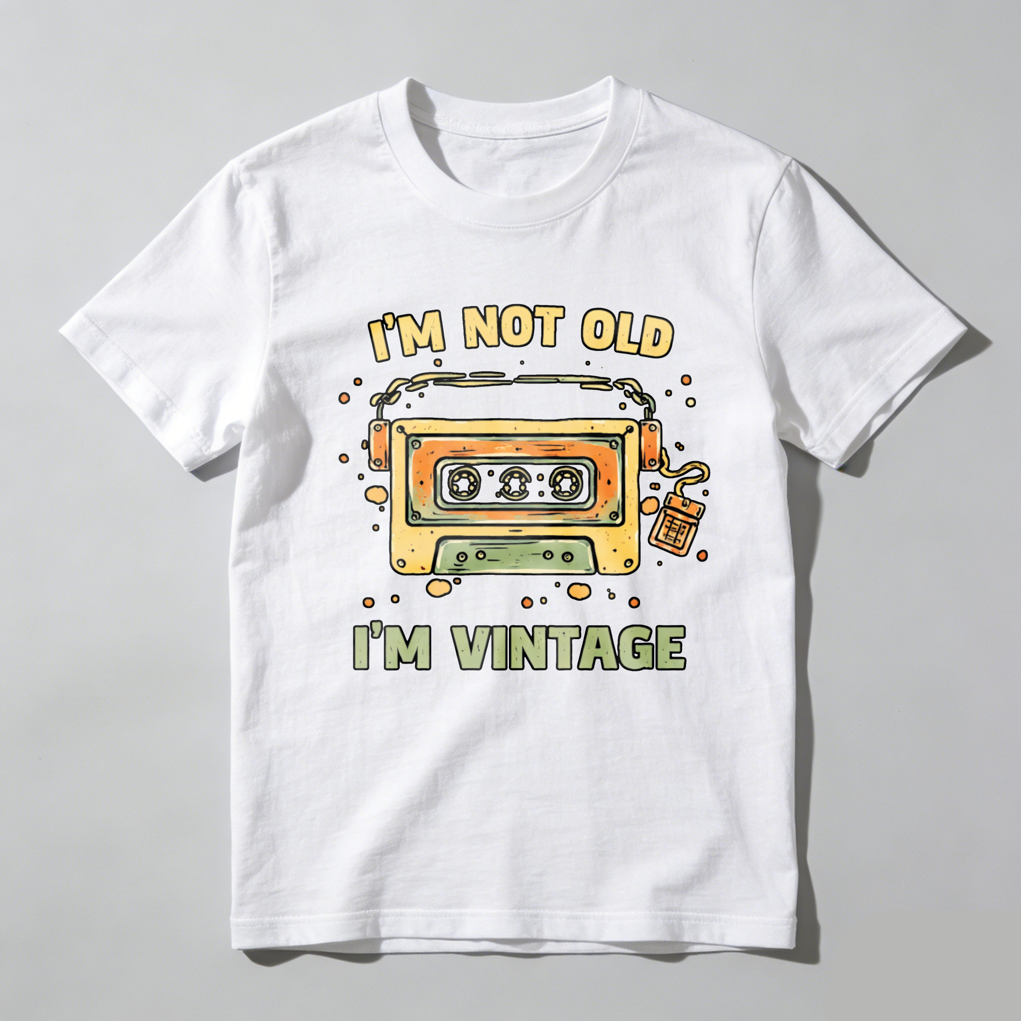 TEECURENTI M Not Old I M Vintage T Shirt With Cassette Tape Design Retro Humor Graphic Tee For Men Women Unisex Casual Wear-TeeCurent