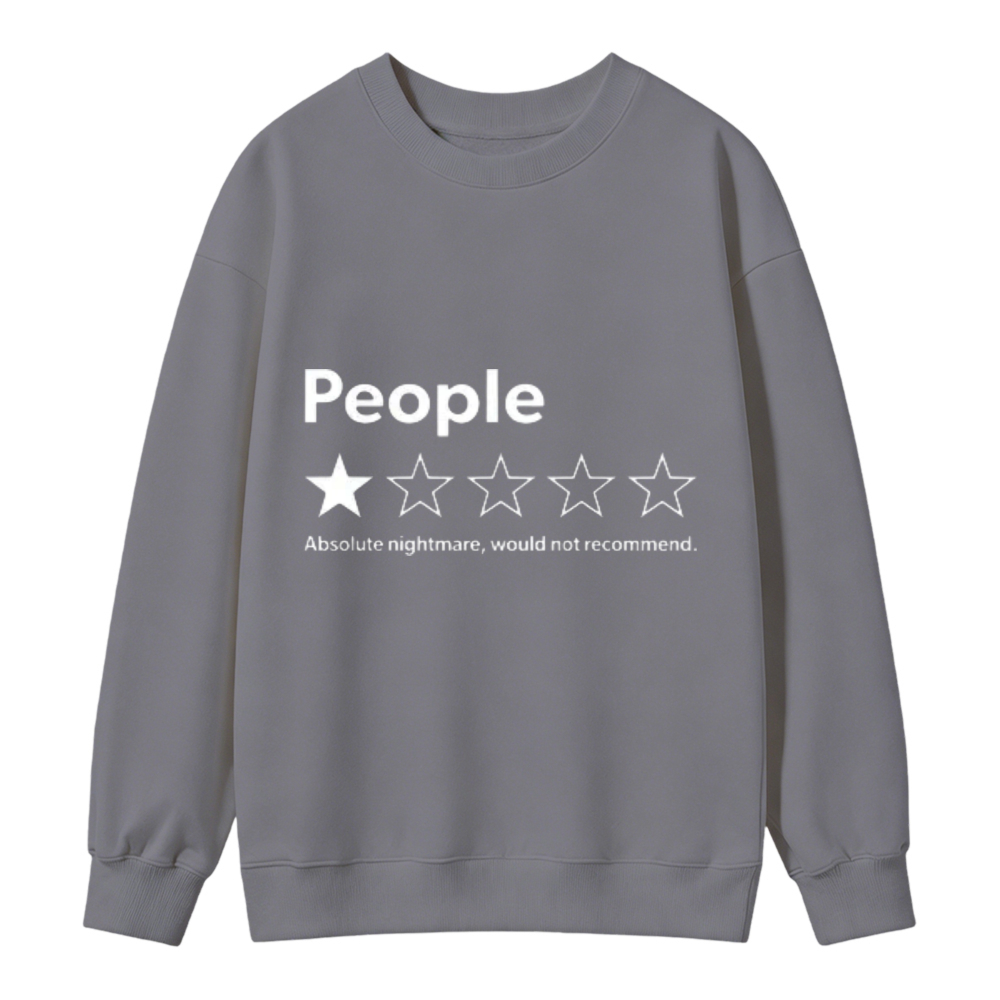 Unisex-Adults Sweatshirt - Black, Short Sleeve - Funny Review People One Star: Absolute Would , Suitable for Mens & Womens Outdoor Sweatshirt