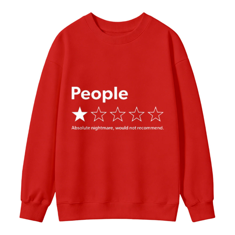 Unisex-Adults Sweatshirt - Black, Short Sleeve - Funny Review People One Star: Absolute Would , Suitable for Mens & Womens Outdoor Sweatshirt
