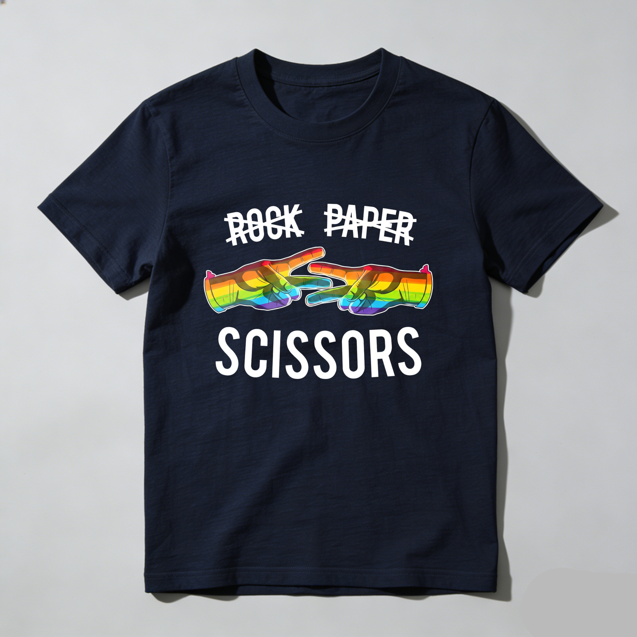 Casual, Men's T-Shirt, Rock Paper Scissors Rainbow Design, Everyday Wear, Gift For Friends