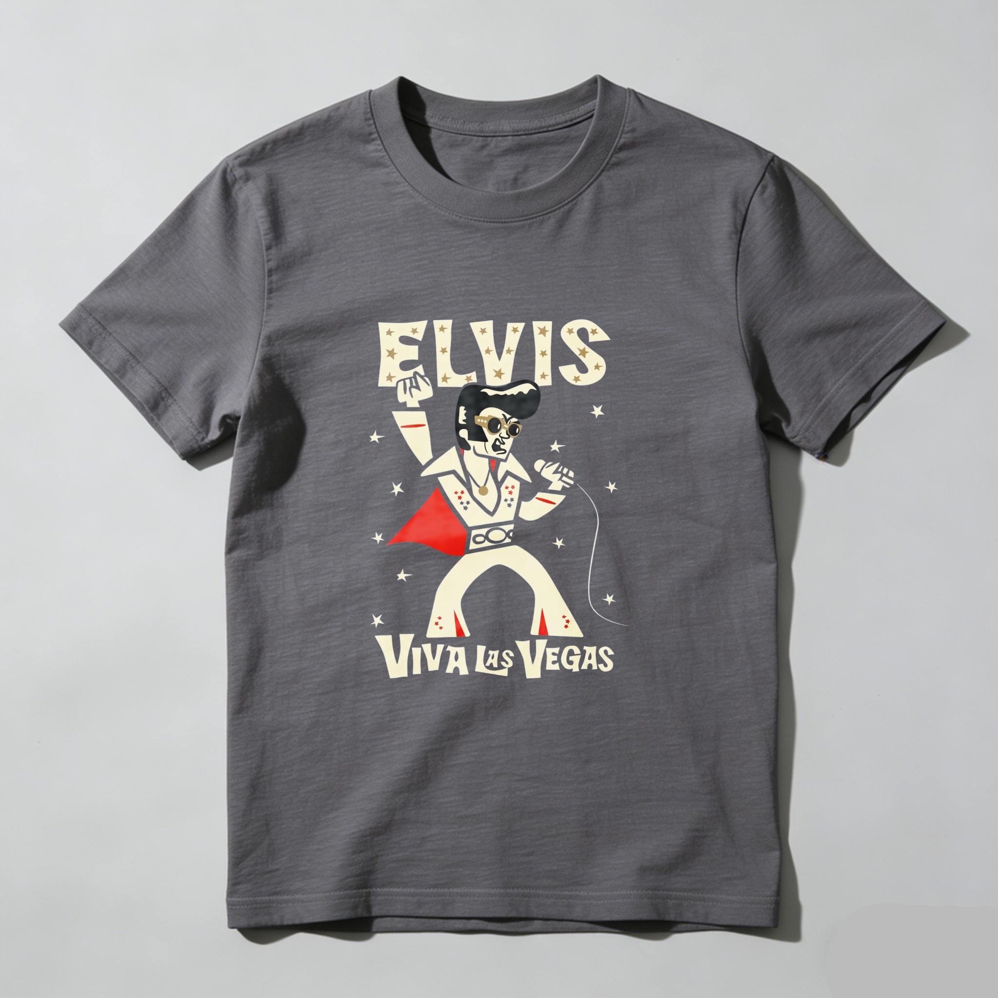 Casual Style, Men's T-Shirt,Viva Las Vegas Graphic, Summer Wear, Gift For Music Lovers