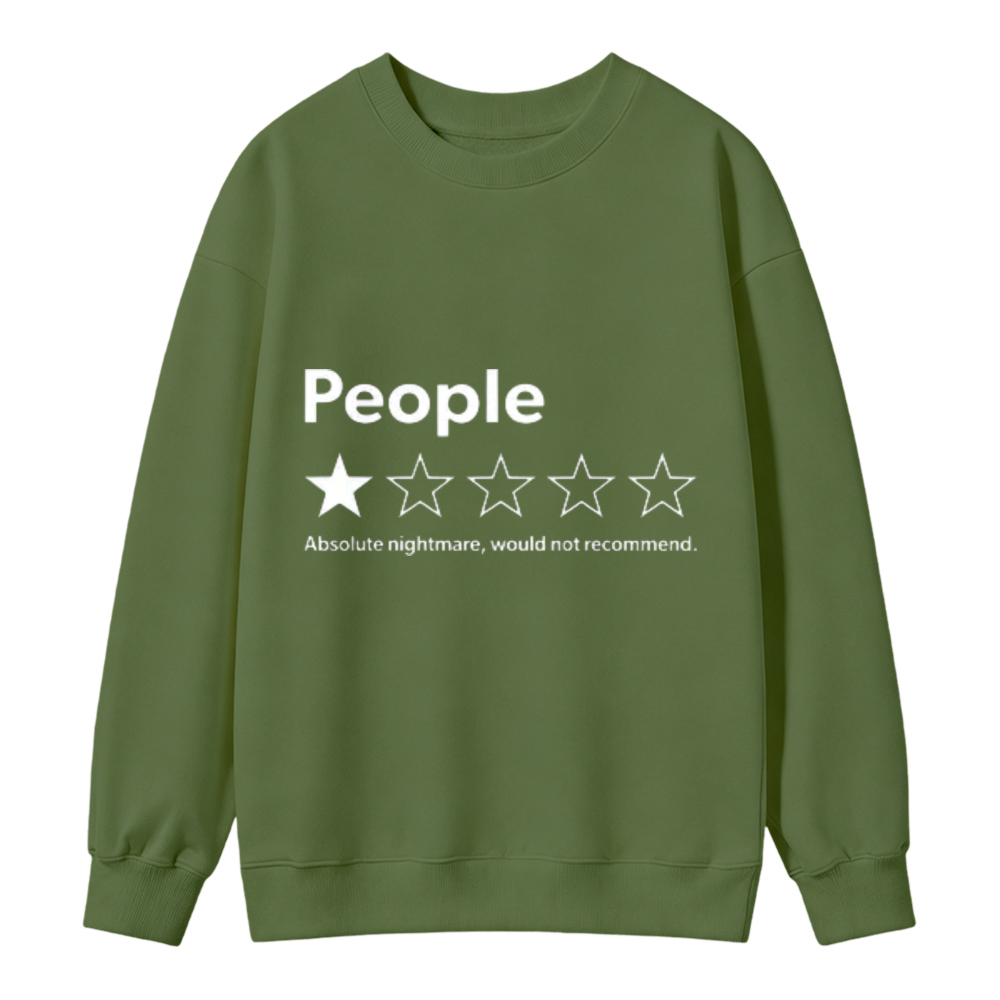Unisex-Adults Sweatshirt - Black, Short Sleeve - Funny Review People One Star: Absolute Would , Suitable for Mens & Womens Outdoor Sweatshirt