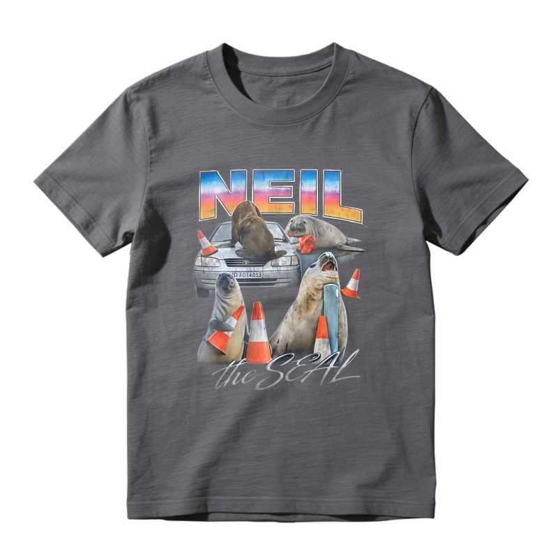 Neil The Seal Funny Sea Lion Car Traffic Cones Retro Vintage Graphic T-shirt