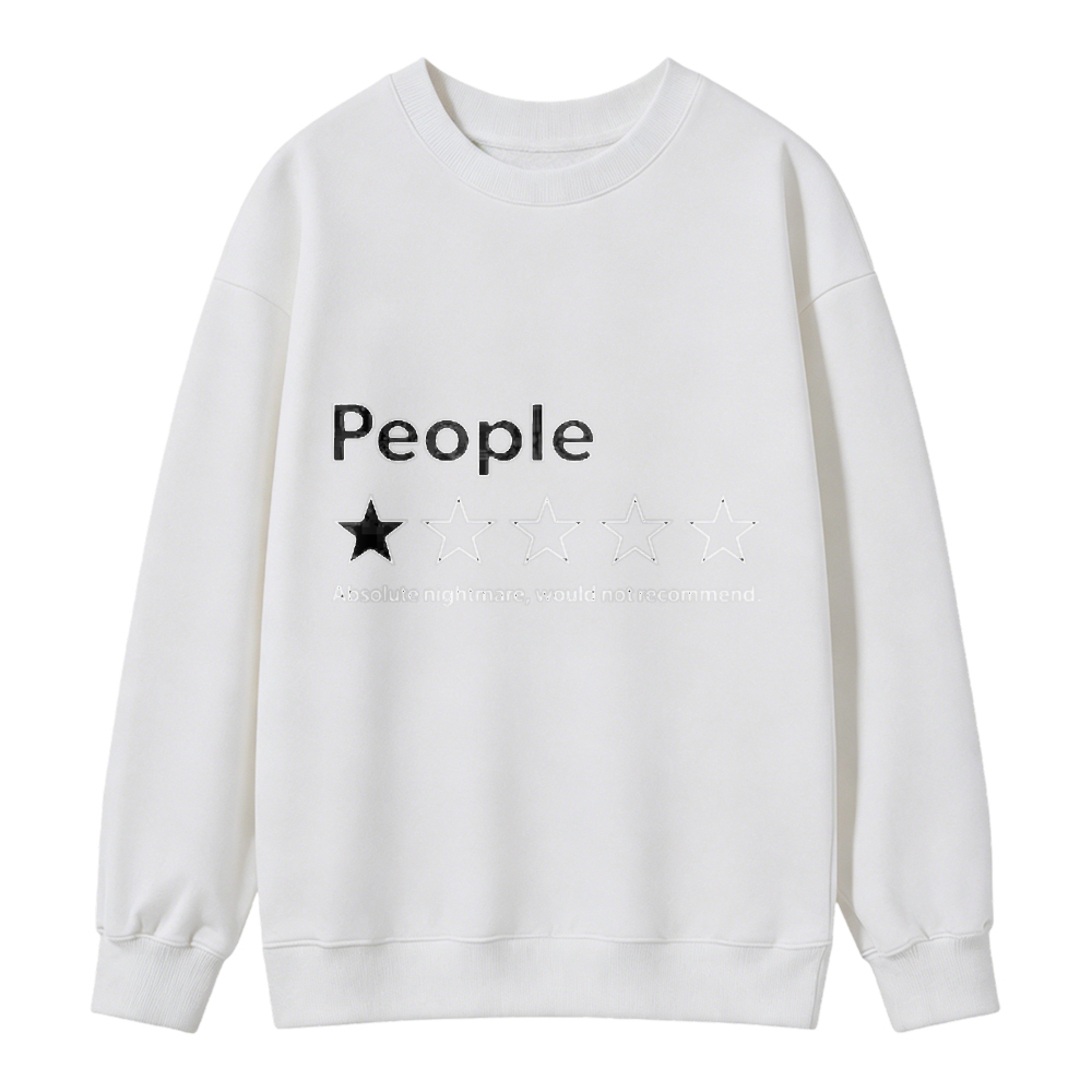 Unisex-Adults Sweatshirt - Black, Short Sleeve - Funny Review People One Star: Absolute Would , Suitable for Mens & Womens Outdoor Sweatshirt