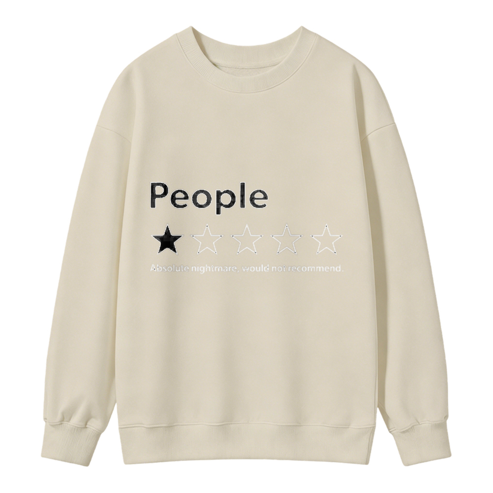 Unisex-Adults Sweatshirt - Black, Short Sleeve - Funny Review People One Star: Absolute Would , Suitable for Mens & Womens Outdoor Sweatshirt