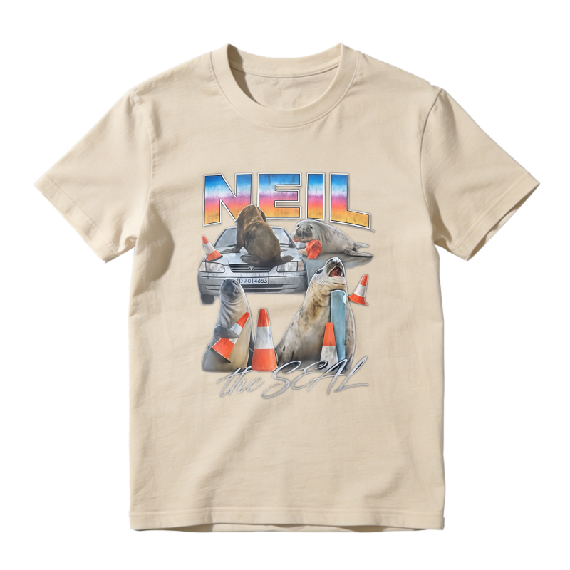 Neil The Seal Funny Sea Lion Car Traffic Cones Retro Vintage Graphic T-shirt