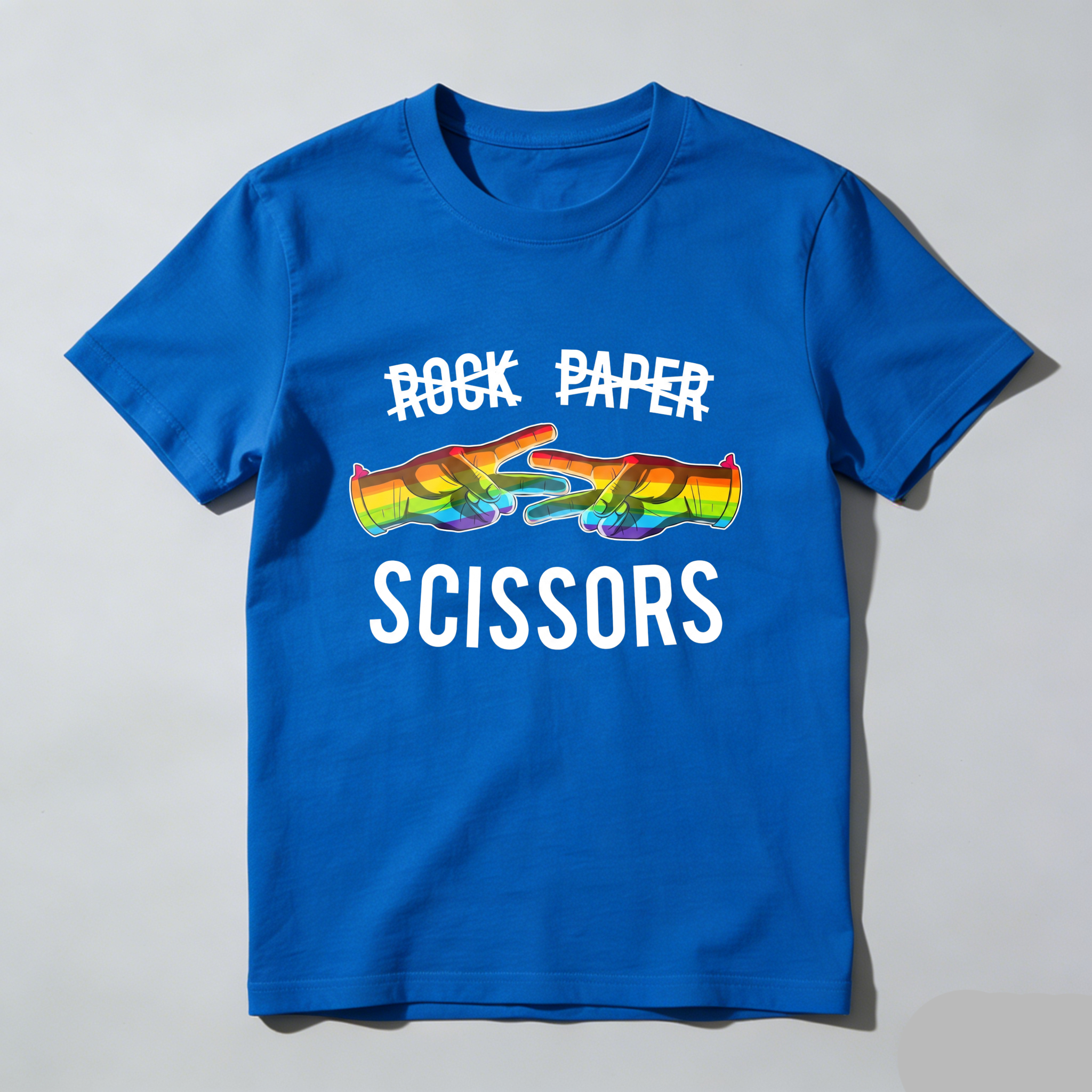 Casual, Men's T-Shirt, Rock Paper Scissors Rainbow Design, Everyday Wear, Gift For Friends