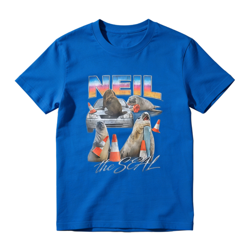 Neil The Seal Funny Sea Lion Car Traffic Cones Retro Vintage Graphic T-shirt