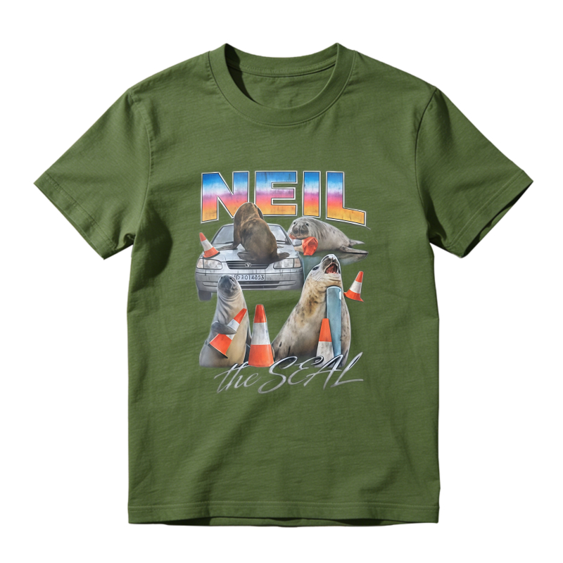 Neil The Seal Funny Sea Lion Car Traffic Cones Retro Vintage Graphic T-shirt
