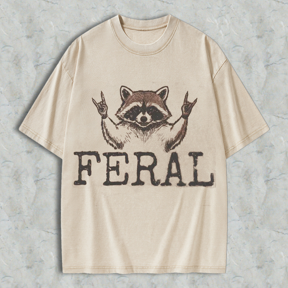 Feral Raccoon T-Shirt – Retro Sarcastic   Graphic Shirt 