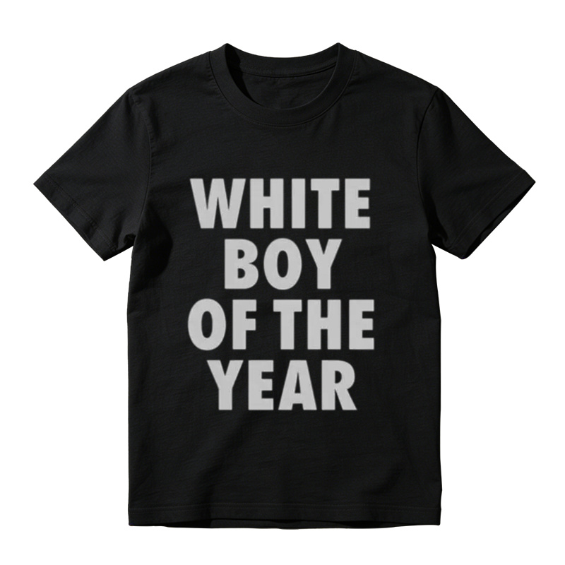 "White Boy Of The Year" Oversized Round Neck Short Sleeve 100% Cotton Funny Graphic Viral Meme T-Shirt