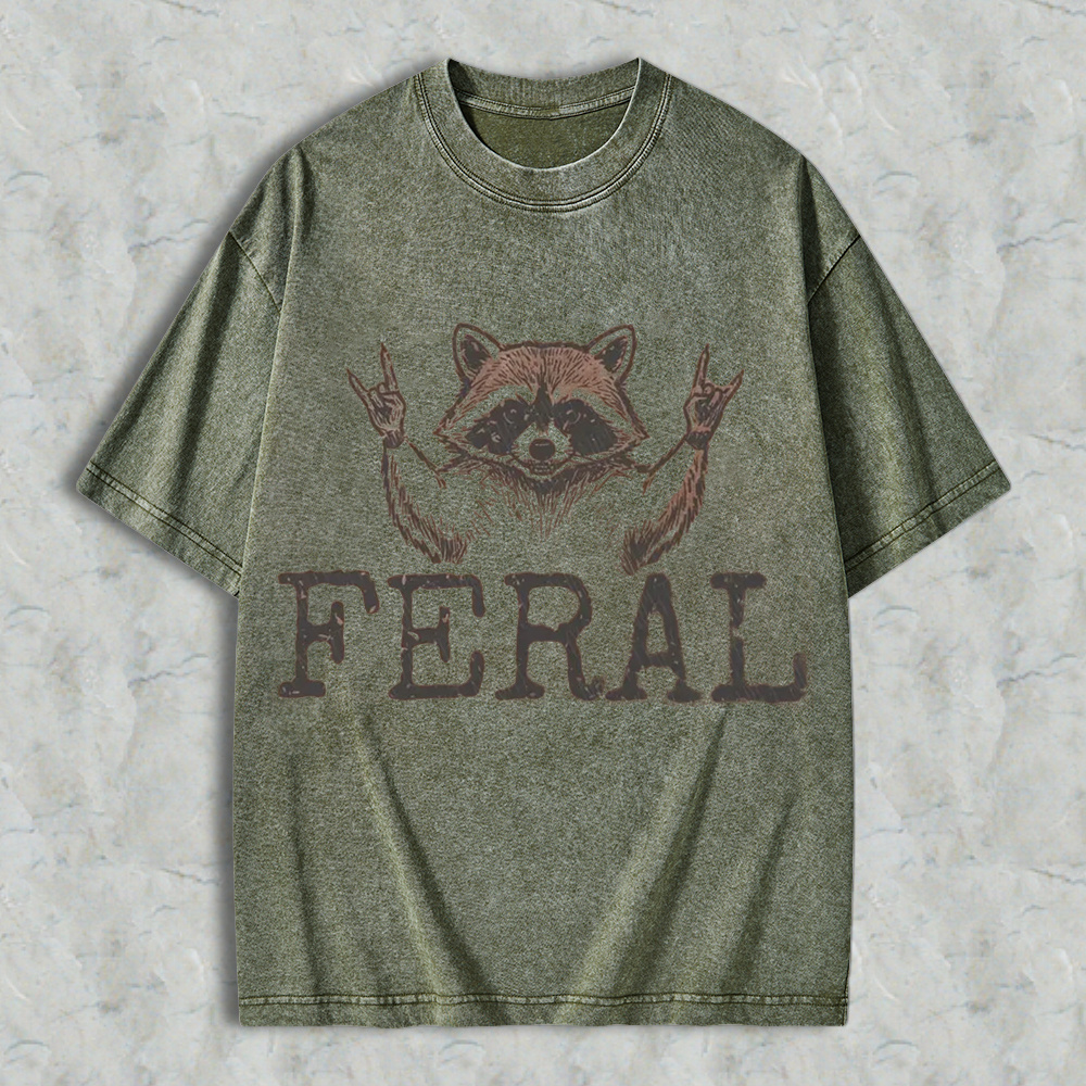 Feral Raccoon T-Shirt – Retro Sarcastic   Graphic Shirt 