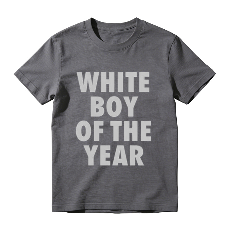"White Boy Of The Year" Oversized Round Neck Short Sleeve 100% Cotton Funny Graphic Viral Meme T-Shirt