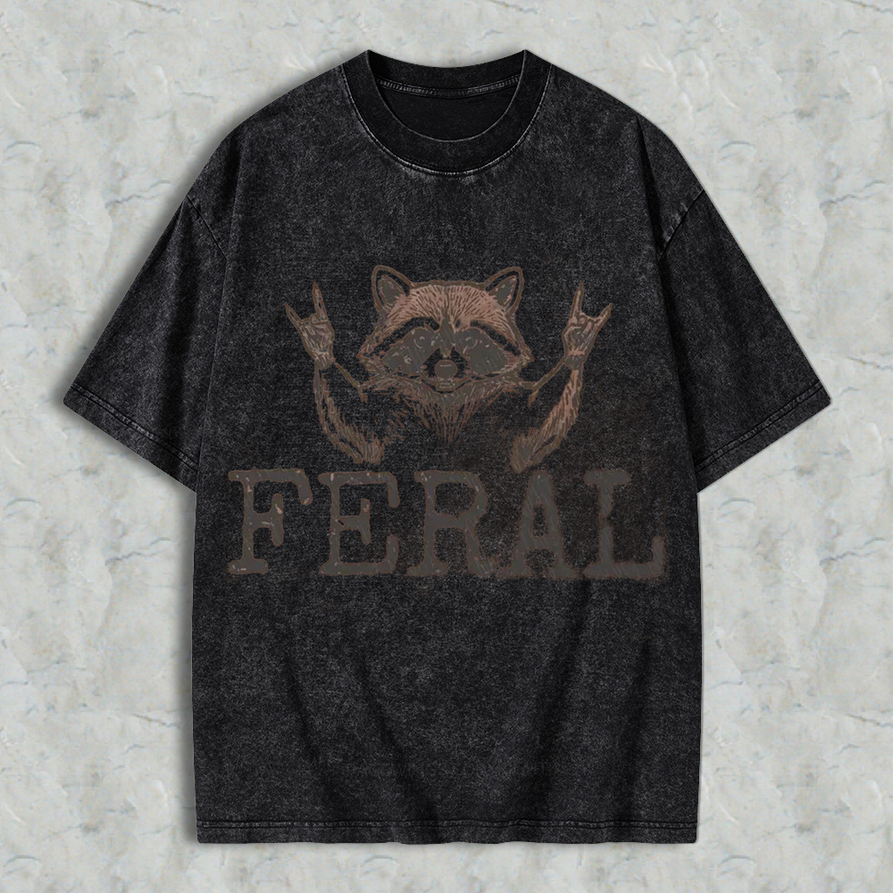 Feral Raccoon T-Shirt – Retro Sarcastic   Graphic Shirt 