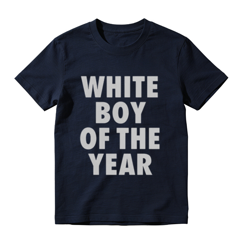 "White Boy Of The Year" Oversized Round Neck Short Sleeve 100% Cotton Funny Graphic Viral Meme T-Shirt