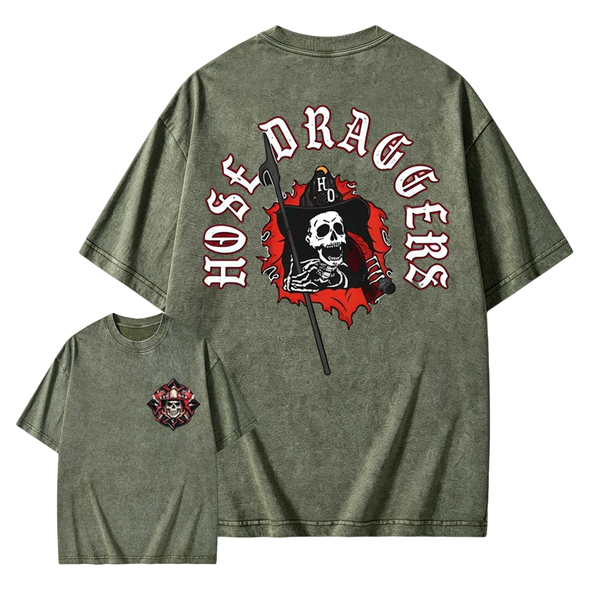 Hose Draggers Firefighter Skull Washed Shirt 