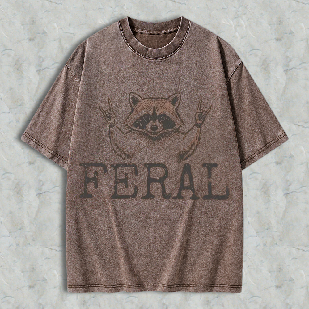 Feral Raccoon T-Shirt – Retro Sarcastic   Graphic Shirt 
